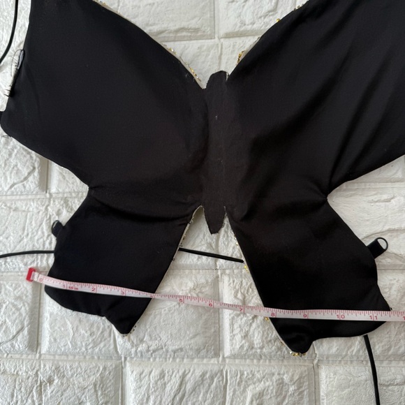 Windsor Beaded Butterfly Halter Top Strappy Back Sparkly Rhinestones Black/Gold - Picture 8 of 10